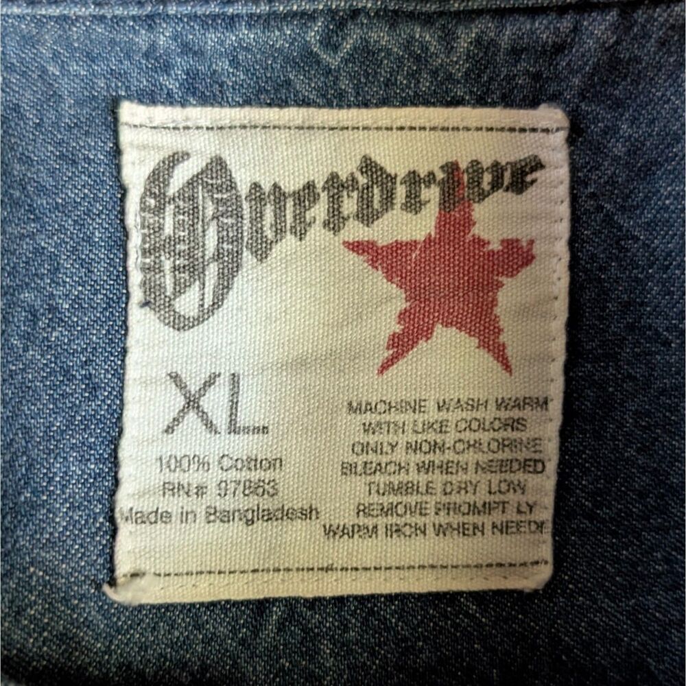 Vintage Needle Felted Upcycled Denim Shirt Women's XL Blue Halloween - Picture 5 of 7